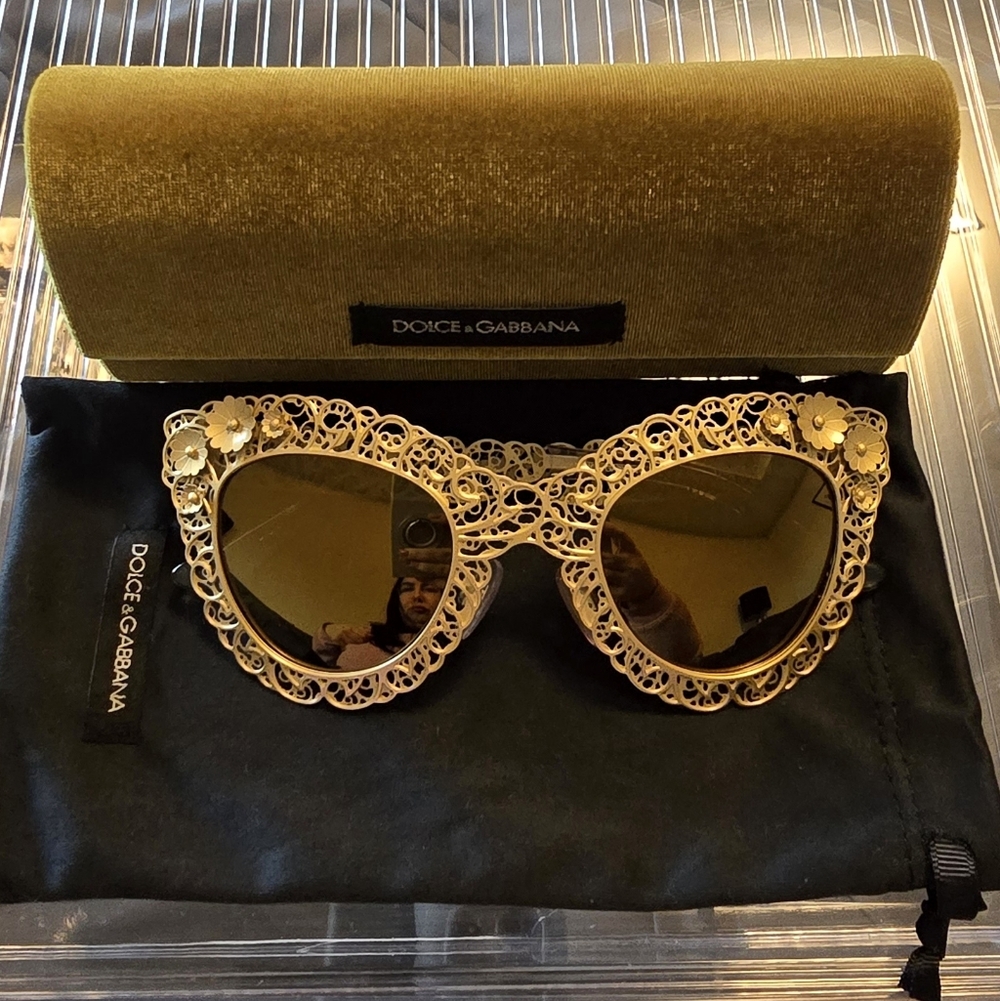 New, In Box, Dolce & Gabbana Gold Sunglasses